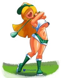 1girls 2021 4_eyes absurd_res armpits arms_up artist_name bare_arms bare_shoulders blonde_hair boots breasts crop_top female female_only golf_club grass green_eyes hat heart-shaped_mouth highres holding_golf_club koopa koopa_girl long_hair mario_(series) mario_golf medium_breasts midriff minus8 multi_eye navel nintendo open_mouth outdoors shaded_face short_shorts shorts signature simple_background solo standing tan tank_top thick_thighs thighs tongue twitter_username underboob very_long_hair visor_cap watermark white_background wide_hips