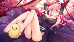 16:9_aspect_ratio 1girls armpits arms_up aroused ass azur_lane barefoot belt bird black_dress black_panties black_underwear blurry blush breasts brown_gloves chick cleavage depth_of_field dress eagle_union_(azur_lane) elbow_gloves erect_nipples erect_nipples_under_clothes feet female female_only flower gloves green_eyes high_resolution horny huge_breasts huge_nipples large_ass large_breasts large_nipples legs_up light-skinned_female light_skin long_dress long_hair looking_at_viewer looking_pleasured lying manjuu_(azur_lane) memphis_(azur_lane) nipples on_back on_floor open_mouth panties pink_flower pink_hair presenting_armpit presenting_hindquarters red_ribbon ribbon rose seductive seductive_smile side-tie_panties side_slit silveroid_(silver15) sleeveless sleeveless_dress smile soles solo thighs tile_floor tiles underwear