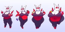 big_breasts bloobiesus breasts cleavage female huge_breasts latias pokemon pokemon_(species) theboobiesus thick_thighs weight_gain wide_hips