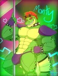 1boy 2024 abs alligator alligator_tail alligatorid alligatorid_humanoid alternate_version_at_source alternate_version_available animatronic anthro artist_logo artist_signature balls bara barazoku biceps bracelet bulge crocodile crocodile_tail crocodilian crocodylid english_text facial_markings fingerless_gloves five_nights_at_freddy's five_nights_at_freddy's:_security_breach fnaf gay green_body heart hearts_around_body holoxone looking_at_viewer looking_pleasured machine mohawk mohawk_(hairstyle) montgomery_gator_(fnaf) muscular muscular_male non-human pecs penis pole pole_dancer pole_dancing red_hair reptile reptile_humanoid robot robot_humanoid scottgames smiling smiling_at_viewer solo solo_focus solo_male speedo spiked_bracelet spotted_body steel_wool_studios story_at_source tagme_(artist) tail thighs two_tone_body