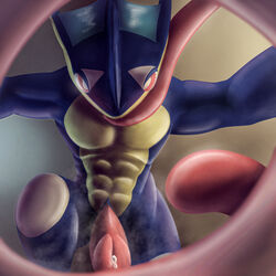 1:1 absurd_res amarali_(artist) amphibian anthro blue_body bodily_fluids dripping first_person_view frog genital_fluids genitals greninja hi_res long_tongue looking_at_viewer male musk nintendo penis pokémon_(species) pokemon pokemon_(species) precum precum_drip simple_background solo submissive submissive_pov tongue video_games