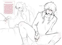 aoba_seragaki black_and_white bottomless boypussy bush bushy_pubes closed_eyes confused confused_look confusion cuntboy dramatical_murder fingering fingers gay hair half-dressed half_naked handjob intersex legs legs_apart legs_spread long_hair masturbation moan moaning moaning_in_pleasure molestation pants_removed pussy pussy_ejaculation pussy_hair pussy_juice rape self_molestation selfcest shirt sly stockings