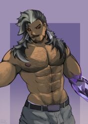 armpits bara bara_tits barazoku boner chosen_of_the_wolf_series chosen_of_the_wolf_swain_prestige_edition daddy eliolovicos erection gay hairy hairy_armpits hairy_pecs happy_trail jericho_swain league_of_legends leash male male_only manspreading muscular muscular_male nude pecs penis prestige_skin riot_games solo solo_male yaoi