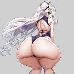 1girls ass bottom_heavy female henya_the_genius huge_ass huge_hips huge_thighs jadf looking_back purple_hair solo swimsuit thick_hips thick_thighs virtual_youtuber vshojo wide_hips