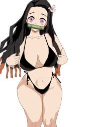 big_ass big_breasts bikini bikini_bottom bikini_top black_bikini black_bikini_bottom black_bikini_top black_hair nezuko_kamado thick_thighs thighs