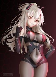 1girls breasts female female_only indie_virtual_youtuber long_hair red_eyes saruei_(vtuber) solo solo_female thick_thighs virtual_youtuber white_hair wide_hips