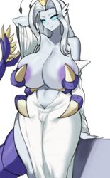 big_breasts blue_eyes empress_siren rad_racer shantae shantae_and_the_seven_sirens smooth_skin tagme white_background white_hair white_skin