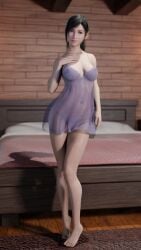 3d babydoll babydoll_lingerie black_hair final_fantasy final_fantasy_vii final_fantasy_vii_remake fit_female hourglass_figure lingerie long_hair nightgown nipples nipples_visible_through_clothing panties ponytail posing purple_lingerie purple_panties red_eyes see-through see-through_clothing tifa_lockhart