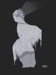 big_breasts evil_within ghost_girl huge_breasts light light_source masked_female monster_girl sheets stockings tall_female taller_female taller_girl tape_draws