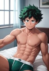 abs ai_generated boku_no_hero_academia boxer_briefs bsky_link bulge civitai deku dvxxxgrai gay green_eyes green_male_underwear green_underwear izuku_midoriya male male_focus male_only male_underwear midoriya_izuku muscular muscular_male my_hero_academia navel nipples pixai pony_diffusion_xl shirtless shirtless_male solo solo_focus solo_male tagme topless topless_male twitter_link underwear yaoi