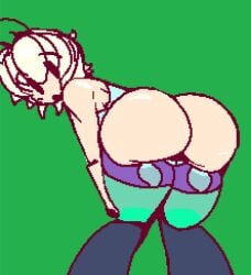 1girls ass bamora_(dandadan) big_ass blonde_hair dandadan female light-skinned_female light_skin looking_over_shoulder mob_face pixel_art pixelated solo starfatwolf tagme vamola