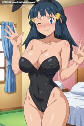 ai_generated aindroidparanoid ass bed bedroom big_ass big_breasts big_butt blue_eyes blue_hair boonie breasts bunny_girl bunnysuit busty cameltoe covered_nipples curvy dawn_(pokemon) fat_ass female female_only hips huge_breasts indoors large_ass large_breasts long_hair narrow_waist nipples pokemon pokemon_(species) stable_diffusion standing voluptuous waist waving