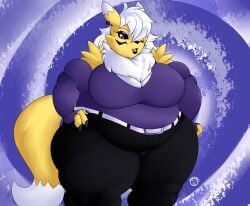 big_breasts breasts chubby cleavage digimon female furry huge_breasts mad_n_evil milf renamon tagme thick_thighs wide_hips