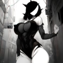 1anthro 1girls ai_generated airo22 anafabula arched_back big_ass big_breasts black_and_white black_hair city_background completely_naked completely_naked_female curvy curvy_figure faceless faceless_female futuristic_clothing gigantic_ass gigantic_breasts large_ass large_breasts monster monster_girl outside scp-2747 scp_foundation shoulder_length_hair shoulders solo solo_female street tall_female tight_clothes tight_clothing tight_suit white-skinned_female white_body white_skin white_skinned_female