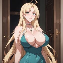 aged_up ai_generated anime anime_style asia_argento big_breasts gener-ai high_school_dxd large_breasts milf milfification promotional_art