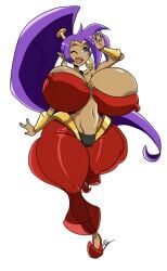 1girls alternate_breast_size big_breasts female female_only hyper hyper_breasts nipple_bulge shantae shantae_(character) solo thick_thighs whispmuffin