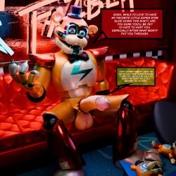 3d animatronic anthro bear biceps blue_eyes blue_nails bowtie cock_piercing consensual_vore english_dialogue english_text facial_markings five_nights_at_freddy's five_nights_at_freddy's:_security_breach fnaf gay glamrock_freddy_(fnaf) machine macro male male/male male_focus male_only micro muscular muscular_anthro muscular_male non_human robot robot_humanoid scottgames sparkx spiked_bracelet spiked_cock_ring steel_wool_studios story_at_source tan_body top_hat two_tone_body ursid ursid_humanoid ursine veem0n yhoali_xxx