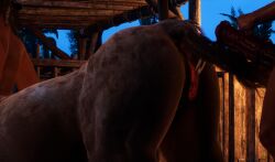 3d animal_genitalia_on_humanoid anthro ass athletic_female big_penis carnal_instinct centaur cumshot detailed_background equid_taur furry horse_pussy_on_humanoid horsecock naked sand sex sex_from_behind taur video_games