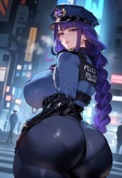 1girls ai_generated ass ass ass_bigger_than_head ass_focus bangs big_ass big_breasts big_butt big_thighs blurry braid breasts butt_focus curvy curvy_figure female genshin_impact hat hi_res huge_ass huge_breasts huge_butt huge_thighs large_breasts lips long_hair looking_at_viewer looking_back milf miyuai nai_diffusion police police_hat police_uniform policewoman purple_eyes purple_hair raiden_shogun skin_tight solo stable_diffusion thick thick_ass thick_butt thick_hips thick_legs thick_thighs thighs voluptuous voluptuous_female wide_hips