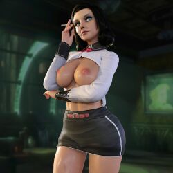 3d bioshock bioshock_infinite black_hair blue_eyes burial_at_sea busty cigarette elizabeth_comstock female female_focus female_only hourglass_figure long_hair makeup nail_polish nordfantasy pinup pinup_pose pose posing solo tagme wide_hips