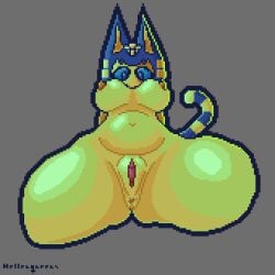 animal_crossing ankha ankha_(animal_crossing) anus anus_focus ass ass_focus belly belly_button breasts cat_ears cat_tail catgirl eyes feline female female_focus female_only hellenqueenx open_eyes pixel_(artwork) pixel_art pussy pussy_focus thick_thighs thighs