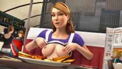 3d breasts dana_ward diner exhibitionism female female_only flashing flashing_breasts hbnoob juliet_watson life_is_strange nipple_piercing public rachel_amber shirt_lift solo_focus