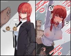 1boy 1girls balls big_breasts blush braided_hair breasts censored chainsaw_man clothed clothed_female_nude_male clothed_sex collar faceless_male formal formal_attire formal_clothes formal_wear girl_in_suit grabbing_from_behind gungye huge_breasts hypnosis image large_breasts makima_(chainsaw_man) necktie nipples_visible_through_clothing pendulum penis pleasure_face red_hair ripped_clothing ripped_pants sex sex_from_behind suit_and_tie testicles tongue_out vaginal_penetration vaginal_sex wet_clothes woman_in_suit yellow_eyes