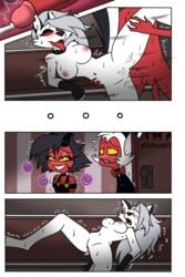 ... 2020 2:3 after_sex anthro anthro_penetrated balls blush bodily_fluids bow_tie breasts canid canid_demon canine canis clothed clothing collar comic cum cum_in_pussy cum_inside cum_leaking demon digital_media_(artwork) erection eyelashes female female_penetrated fucked_senseless fur genital_fluids genitals gloves grey_body grey_fur group hair handwear hellhound helluva_boss hi_res horn humanoid humanoid_on_anthro humanoid_penetrating humanoid_penetrating_anthro imp internal looking_pleasured loona_(helluva_boss) male male/female male_penetrating male_penetrating_female mammal millie_(helluva_boss) moxxie_(helluva_boss) navel nipples nude orgasm orgasm_face penetration penile penile_penetration penis penis_in_pussy possession pussy red_body red_sclera sex shaking smartdrawings smile spiked_collar spikes spiral sweat teeth thrusting tongue tongue_out trembling vaginal_penetration vein veiny_penis white_body white_fur wolf yellow_sclera