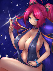 1girls alternate_breast_size alternate_costume big_breasts breasts fate/extra fate/grand_order fate_(series) francis_drake_(fate) huge_breasts large_breasts massive_breasts nude nude_female scar solo space steamingtofu string_bikini swimsuit thick_thighs twintails