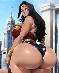 1girls ai_generated ass_focus big_ass big_breasts boobs bottom_heavy breasts bubble_ass bubble_butt butt_focus creamyycakes dc dc_comics diana_prince from_behind huge_ass leotard looking_back pawg phat_ass short_shorts thick_ass tiara wonder_woman