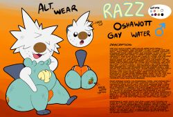 1boy anthro ass big_butt bulge butt description gay generation_5_pokemon hair huge_ass male male/male male_only nintendo oc open_mouth orange_underwear oshawott pokemon pokemon_(species) raised_tail rear_view shortstack solo tail tattoo tepigfan101 text thick_thighs underwear