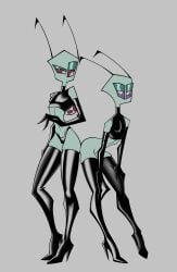 2023 2_fingers 2boys alien alien_humanoid almighty_tallest_purple almighty_tallest_red antennae_(anatomy) armwear ass bent_over boots butt clothed clothing crop_top crossdressing digital_drawing_(artwork) digital_media_(artwork) duo earless elbow_gloves femboy feminine_male fingers footwear full-length_portrait girly glistening_eyelids gloves green_body green_skin grey_background hands_on_legs hands_on_thighs handwear hi_res high_heeled_boots high_heels humanoid invader_zim irken latex latex_boots latex_clothing latex_footwear latex_gloves latex_handwear latex_shirt latex_thong latex_topwear latex_underwear legwear lewdofdoom lidded_eyes long_legs looking_at_another looking_at_viewer male male/male male_only midriff nickelodeon outtabellets pak portrait pose purple_eyes red_eyes revealing_clothes seductive shirt shoes simple_background skimpy slim slim_male small_waist squish standing the_almighty_tallest thigh_boots thigh_highs thigh_squish thong topwear underwear