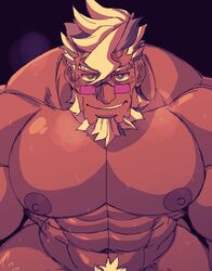 1boy 1male abs ace_attorney bara biceps big_chest big_muscles big_pecs bodybuilder damon_gant gyakuten_saiban huge_muscles juggermelon looking_over_eyewear looking_over_glasses looking_over_sunglasses male male_only muscle muscles muscular muscular_arms muscular_back muscular_legs muscular_male muscular_thighs nipples pecs pink-tinted_eyewear sunglasses tinted_eyewear veins veiny_muscles veiny_penis