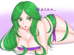 breasts female green_eyes green_hair kid_icarus looking_at_viewer naked nintendo nude palutena pino_(artist) solo tagme