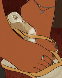 2021 4:5 5_toes ambiguous_gender balls clothing digit_ring digital_media_(artwork) duo feet foot_fetish foot_focus footwear genitals hi_res humanoid_feet jewelry male male/ambiguous mammal micro navel orgunis penis ring toe_ring toes