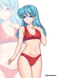 1girls aqua_hair artist_name bikini blue_eyes commission commissioner_upload cowboy_shot eirika_(fire_emblem) etchimune female female_only fire_emblem fire_emblem:_the_sacred_stones hair_between_eyes hand_on_own_chest hand_up human human_only long_hair looking_at_viewer navel red_bikini red_swimsuit small_breasts smile solo solo_female standing stomach swimsuit twitter_username white_background