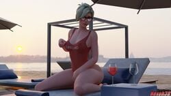 3d angela_ziegler ass beach big_breasts blizzard_entertainment breasts butt glasses legs lifeguard_mercy looking_at_viewer lowres mercy mouth_open nexoh3d nipple_pinch nipples nipples_visible_through_clothing nude on_knees open_mouth overwatch pool self_grope solo tits translucent_clothing