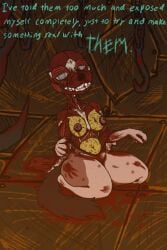 2:3 anthro bird_dog blood blood_in_mouth blood_on_face blood_on_fur blood_on_hand blood_on_object bodily_fluids canid canine canis dead_eyes digitigrade domestic_dog english_text exposed_fat exposed_flesh exposed_muscle female fur gore gore_focus hi_res hunting_dog inverted_nipples irish_setter kodi_(toof_snoot) mammal meat_hook multicolored_body multicolored_fur nipples nude nude_anthro nude_female red_body red_fur setter skinned smile smiling_at_viewer solo text toof_snoot