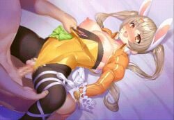 animated big_breasts blonde_female blonde_hair breasts_out bunny_ears censored clothed_female_nude_male exposed_breasts flower_knight_girl nude_male_clothed_female pantyhose ripped_clothing ripped_pantyhose torn_clothing torn_pantyhose twintails vaginal_penetration vaginal_sex