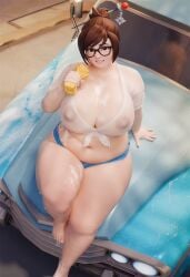 1girls 3d belly black_hair brown_eyes carwash carwash_pin_up chubby chubby_female detailed_background female female_only fugtrup glasses hair_bun hair_ornament holding_sponge hotpants huge_breasts jean_shorts medium_hair mei-ling_zhou mei_(overwatch) mei_ling_zhou nipples_visible_through_clothing outdoors outside overwatch overwatch_2 pinup short_shorts sitting_on_car soap soapy soapy_breasts solo solo_female thick_thighs tied_shirt tummy washing_car wet_clothes wet_clothing wet_shirt wet_skin white_shirt