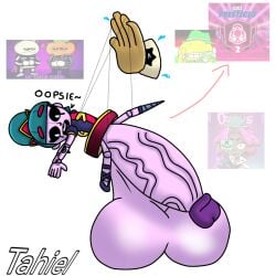 1futa 2026 balerina brawl_stars doll doll_girl doll_joints flat_chest gigi_(brawl_stars) hyper_balls hyper_penis juju_(brawl_stars) meme_in_the_background purple_skin self_upload small_but_hung smaller_futa tahiel_(artist/editor) yellow_face_(bfdi)