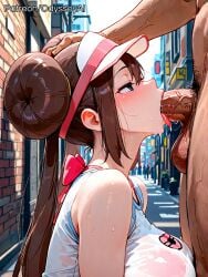 1boy 1girl 1girls ai_generated alley alternate_breast_size balls ballsack bare_shoulders big_balls big_breasts big_penis blowjob blue_eyes blush blush_lines blushing blushing_female bow bra breasts brown_hair city clothed clothed_female clothed_female_nude_male dark-skinned_male day deep_penetration deepthroat double_bun drooling erection fellatio female female_focus from_side gagging game_freak green_eyes hair_bun half-closed_eyes hand_on_another's_head head_grab hetero huge_breasts huge_cock huge_penis irrumatio kneeling large_breasts large_penis licking_penis long_hair male male/female male_pubic_hair mouth_penetration nude odysseyai open_mouth oral oral_penetration oral_sex outdoors partially_clothed patreon_username penis penis_in_mouth pink_bow pink_bra pokemon pokemon_bw profile profile_view pubic_hair public_indecency rosa_(pokemon) saliva saliva_drip saliva_on_penis saliva_string saliva_trail see-through shirt side_view sidelocks sleeveless sleeveless_shirt solo_focus sucking sucking_penis sweat tearing_up testicles throat_bulge tongue tongue_out twintails uncensored upper_body vein veins veiny veiny_penis visor_cap watery_eyes wet wet_clothes wet_shirt white_shirt