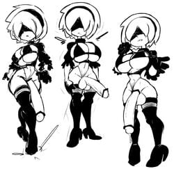 1futa balls big_balls big_breasts blindfold breasts censored_penis clothed clothing cum futa_only futanari headband huge_balls huge_breasts huge_cock human hyper_penis jellot leotard light-skinned_futanari light_skin monochrome nier:_automata partially_clothed penis penis_to_the_knees solo solo_futa standing tagme testicles thighhighs togosh white_hair yorha_2b