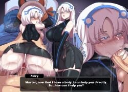 duo female female_focus light-skinned_female light-skinned_male light_skin raphaeru unseen_male_face white_hair zenless_zone_zero