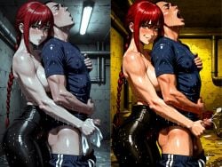 ai_assisted big_breasts chainsaw_man control cumshot handjob handjob_from_behind makima_(chainsaw_man) reach_around rubbing rubbing_penis