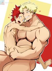 2boys age_difference ass_grab beefy blonde_hair blonde_hair_on_red_hair blonde_hair_top butt_grab cocky completely_nude daddy domination eijirou_kirishima fatgum fraternity gay hand_on_ass hand_on_butt kirishima_eijirou light_hair_on_dark_hair lilprincyvi male male/male male_only manly my_hero_academia nude older_male on_lap red_hair red_hair_bottom sharp_teeth sitting_on_lap spreading taishiro_toyomitsu tongue tongue_out toyomitsu_taishirou yaoi younger_male