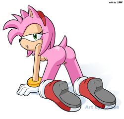 1girls amy_rose beige_skin color female female_only fur furry hedgehog mammal pink_fur r.case rings sega solo sonic_(series)