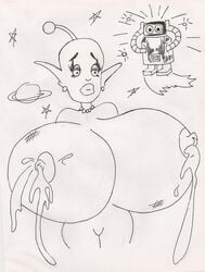 disney lactation lloyd_in_space lucafire monochrome nipples norah_li_nebulon rough_sketch tagme