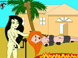 bondage cannibalism disney female female_only human imminent_cannibalism kim_possible kimberly_ann_possible multiple_females multiple_girls nipples peril psyic shego straight_hair tagme yuri