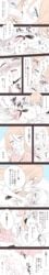 2girls :q absurdres akuma_no_riddle banba_mahiru blue_eyes blush clothing comic fellatio foreskin futa_with_female futanari hair hanabusa_sumireko hand_on_head highres intersex long_image multiple_girls oral orange_hair school_uniform tall_image text tongue tongue_out translation_request udon_(shiratama) white_hair